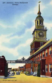Entrance to Union Stockyards, Chicago, Illinois, USA, 1950
