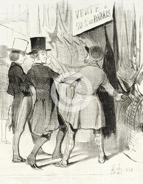Entrez Messieurs...Voici de magnifiques paletots que je vends a perte..., 1844. Creator: Honore Daumier.