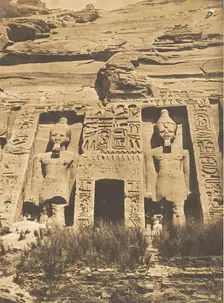 Entrée du Spéos d'Athor, à Abousembil, March 1850. Creator: Maxime du Camp