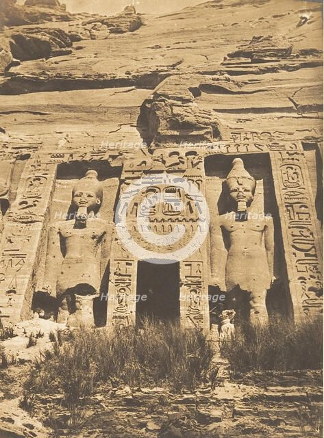 Entrée du Spéos d'Athor, à Abousembil, March 1850. Creator: Maxime du Camp.