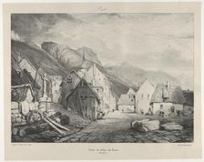 Entrée du village des Bains, 1831. Creators: Godefroy Engelmann, Eugene Ciceri