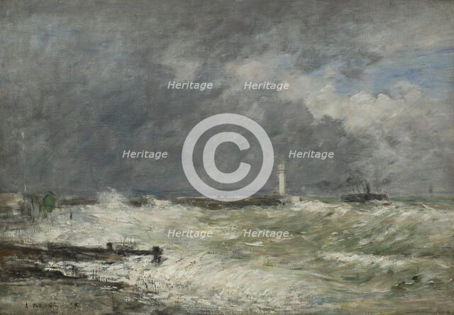 Entrées des jetées du Havre par gros temps, 1895. Creator: Boudin, Eugène-Louis (1824-1898).