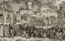 Entry into Spain of French general Pierre Antoine Dupont de l'Etang in 1808, (1851). Creator: Unknown