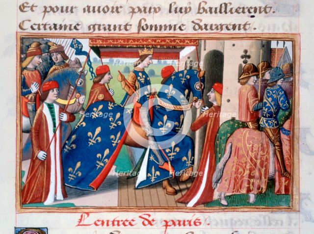 Entry of Charles VII into the city of Paris, 12 November 1437, (c1484). Artist: Unknown