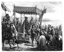 Entry of Charles VIII (1470-1498) in Naples on May 12, 1495, engraving from 1853