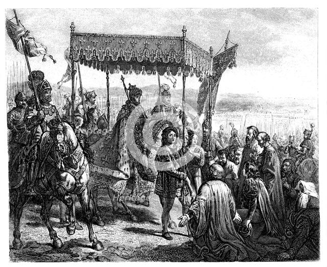 Entry of Charles VIII (1470-1498) in Naples on May 12, 1495, engraving from 1853.