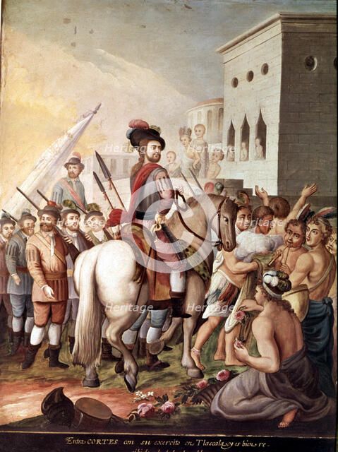 Entry of Hernán Cortés in Tlaxcala', series of Paintings 'Conquest of Mexico'.