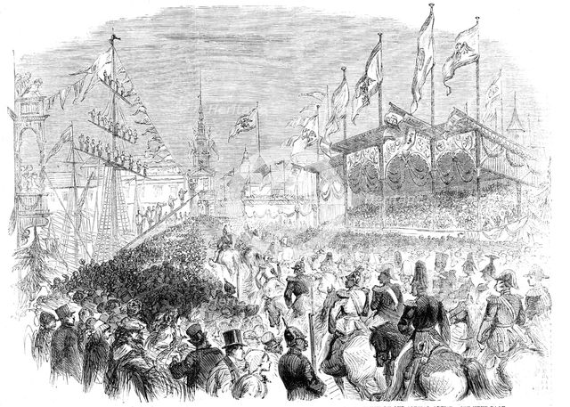 Entry of the King of Prussia into Königsberg: the procession at the Grune Thor - from a..., 1861. Creator: Unknown.