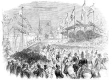 Entry of the King of Prussia into Königsberg: the procession at the Grune Thor - from a..., 1861. Creator: Unknown