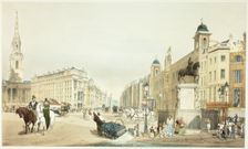 Entry to The Strand from Charing Cross, plate twenty from Original Views of London as It Is, 1842. Creator: Thomas Shotter Boys