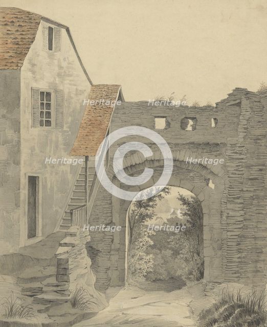 Entryway to Schloss Epstein, 1852. Creator: W. Becker.
