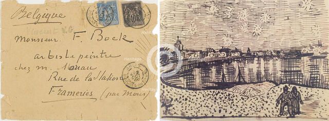 Envelope and sketch of a starry night over the Rhône, from a letter to Eugène Boch, Arles 2 Oct 1888 Creator: Gogh, Vincent, van (1853-1890).