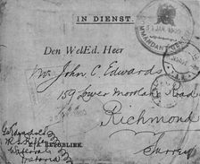 Envelope addressed by Colour-Sergeant Edwards, 2nd Royal Irish Rifles 1900