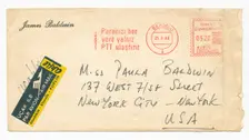 Envelope addressed to Paula Baldwin from James Baldwin, August 25, 1966. Creator: Unknown