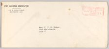 Envelope for a letter from Afro-American Newspapers to Rev. V. Stokes, September 16, 1958. Creator: Unknown