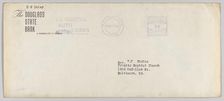 Envelope for letter from H.W. Sewing for Daisy Bates Trust Fund, Feb 17, 1960. Creator: Unknown