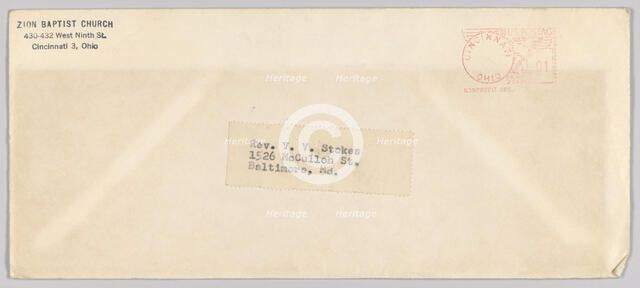 Envelope for The Nation's Prayer Call Vol. 2 No. 4, 1956-1957. Creator: Unknown.