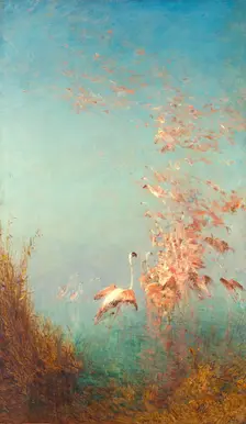 Envol de flamants roses, étang de Vaccarès, between 1890 and 1895. Creator: Felix Francois Georges Philibert Ziem
