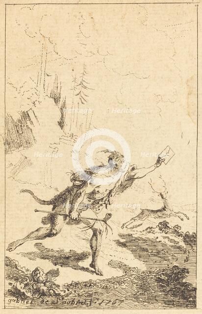 Envoy to M. de Saint-Denis by M. de Belle-Isle, Prisoner [left], 1767. Creator: Gabriel de Saint-Aubin.