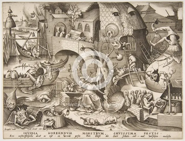 Envy (Invidia) from The Seven Deadly Sins, 1558. Creator: Philip Galle.