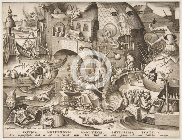 Envy (Invidia) from The Seven Deadly Sins, 1558. Creator: Philip Galle.