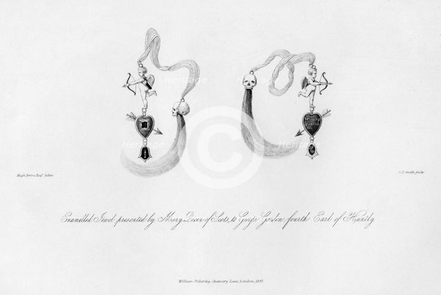 Enamelled jewel presented by Mary Queen of Scots, to George Gordon, 16th century, (1840).Artist: C J Smith