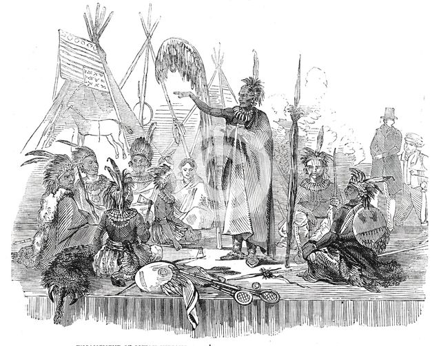 Encampment of Ioway Indians, Lord's Cricket Ground - the Welcome Speech, 1844. Creator: Unknown.
