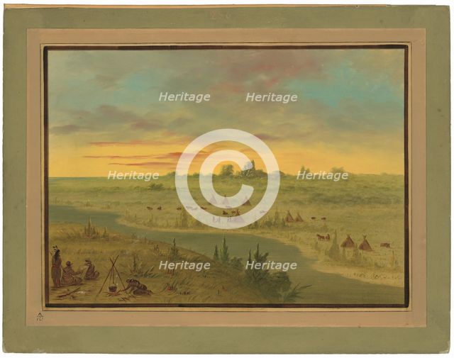 Encampment of Pawnee Indians at Sunset, 1861/1869. Creator: George Catlin.