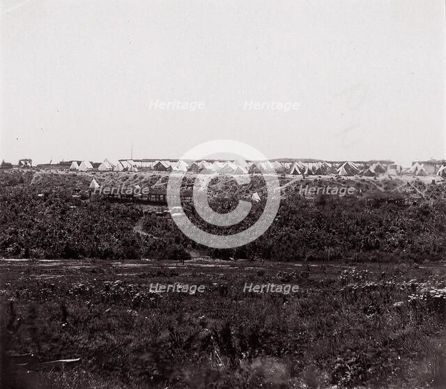 [Encampment on a bluff], 1861-65. Creator: Unknown.