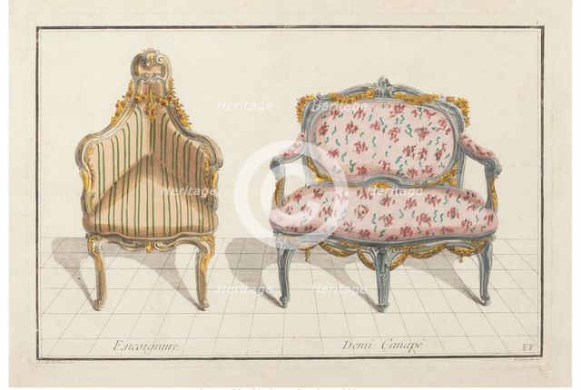 Encoignure, Demi Canapé. Nouvelle Iconologie Historique ou Attributes Hierogliphyques, c.1768. Creator: Delafosse, Jean-Charles (1734-1789).