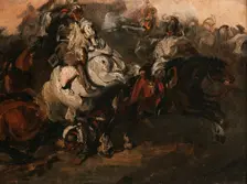 Encounter of Cuirassiers, c1835. Creator: Piotr Michalowski