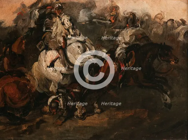 Encounter of Cuirassiers, c1835. Creator: Piotr Michalowski.