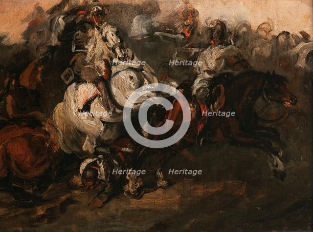 Encounter of Cuirassiers, c1835. Creator: Piotr Michalowski.