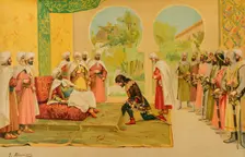Encounter between King Ordoño IV of León (926-962) and the Umayyad Caliph of Córdoba..., 1888. Creator: Juan Alaminos