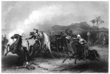 Encounter between Lieutenant Hills and a body of Sepoy cavalry 1857, (c1860)