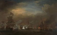 Encounter during the Battle of Kijkduin, c.1675. Creator: Willem van de Velde the Younger