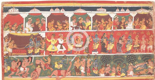 Encounters in Mathura: Page from a Dispersed Bhagavata Purana..., ca. 1700. Creator: Unknown.