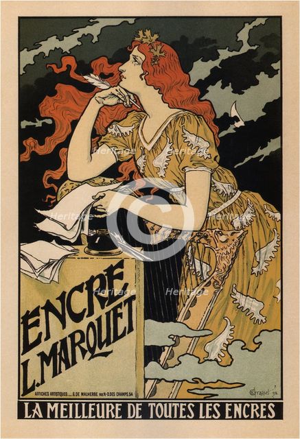 Encre L. Marquet (Poster), 1892. Artist: Grasset, Eugène (1841-1917)