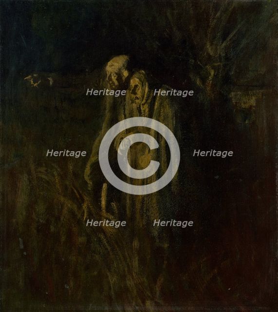 End of Life. Elderly Couple at Night, 1895-1900. Creator: Ladislav Mednyanszky.
