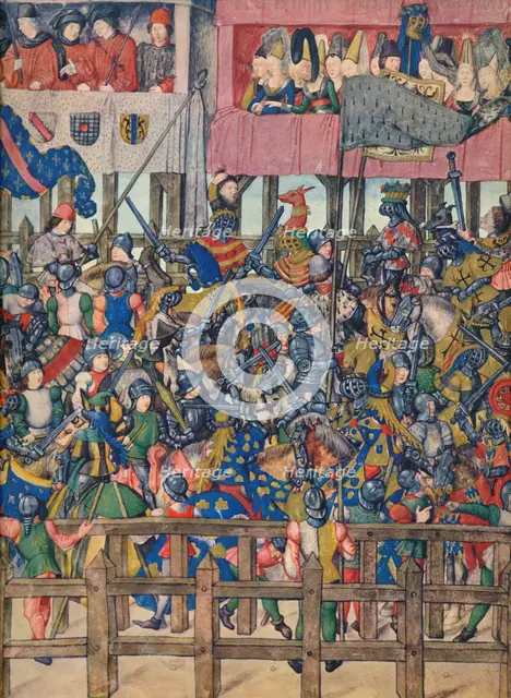 'End of the Tournament at Bruges, March 11, 1392', c15th century, (1937). Artist: Emile- Aurele Van Moe.