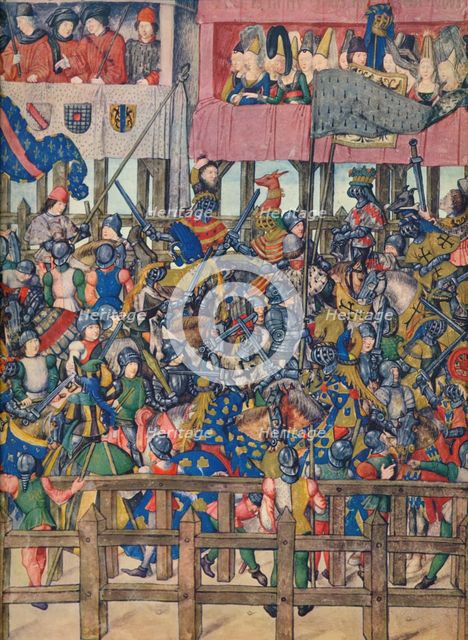 'End of the Tournament at Bruges, March 11, 1392', c15th century, (1937). Artist: Emile- Aurele Van Moe.