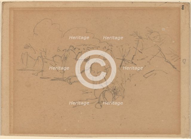 End of the March [recto], 1862. Creator: Winslow Homer.