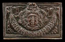 End panel of a writing casket: Medusa Head, Garland, and Bucrania, c. 1500. Creator: Unknown