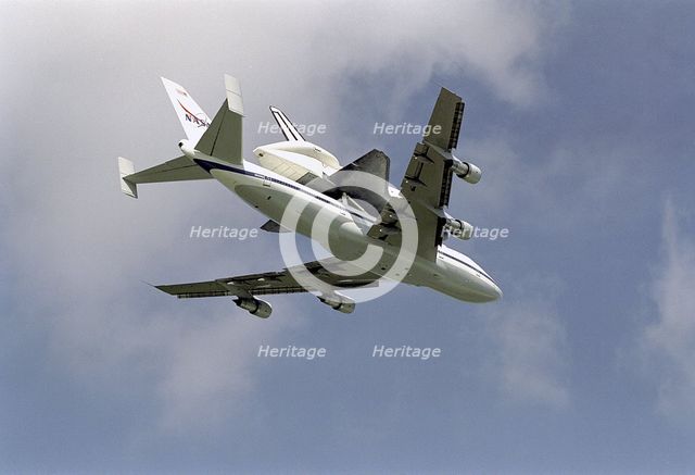 Endeavour on Shuttle Carrier Aircraft, March 27, 1997.  Creator: NASA.