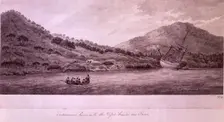 Endeavours River with the Vessel hauled on the Shore, 1770, (late 18th century). Creator: William Byrne
