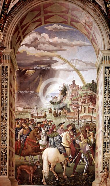 Enea Silvio Piccolomini (Pope Pius II) going to the Council of Basel.