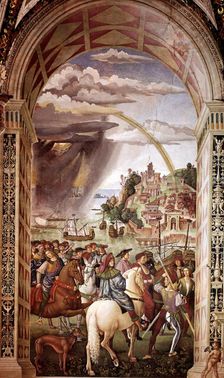 Enea Silvio Piccolomini (Pope Pius II) going to the Council of Basel