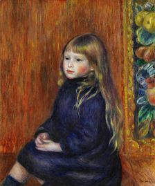 Enfant assis en robe bleue (Portrait d'Edmond Renoir fils), 1889. Creator: Renoir, Pierre Auguste (1841-1919)