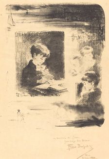 Enfant Dessinant (Child Drawing), 1894. Creator: Felix Hilaire Buhot