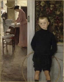 Enfant et femme dans un intérieur, c.1890. Creator: Mathey, Paul (1844-1929)